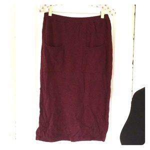 Anthropologie maroon midi sweater skirt Sz L